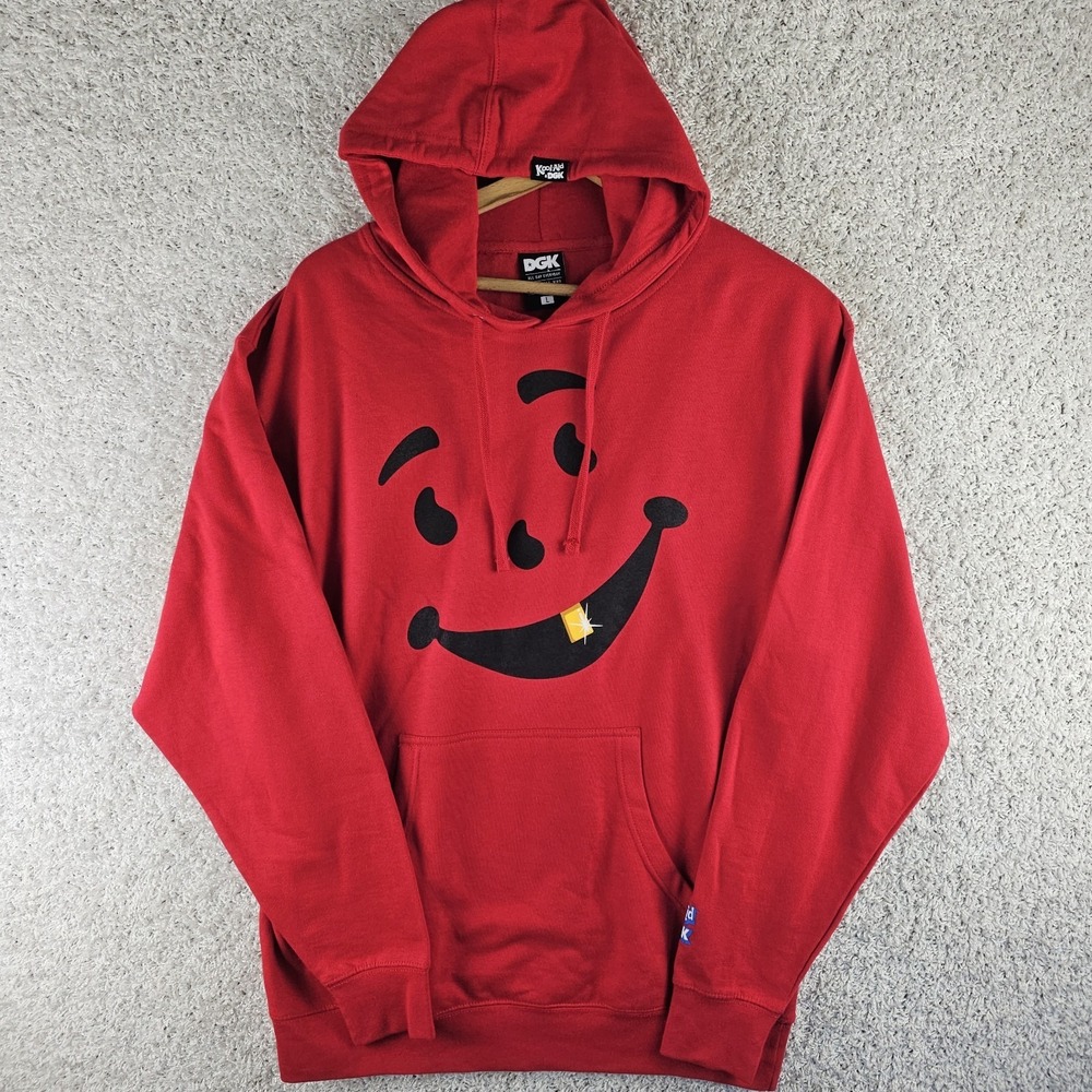 DGK Dirty Ghetto Kids Hoodie Mens Large Long Sleeve Kool Aid Red Skate Pullover
